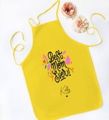 BK Gift Kişiye Özel İsimli Anneler Günü Tasarımlı Sarı Mutfak Önlüğü, Aşçı Önlüğü, Şef Önlüğü, Anneye Hediye-11