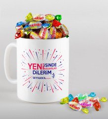 Kişiye Özel Yeni İşinde Başarılar Dilerim Kupa ve Haribo Şeker Hediye Seti-6