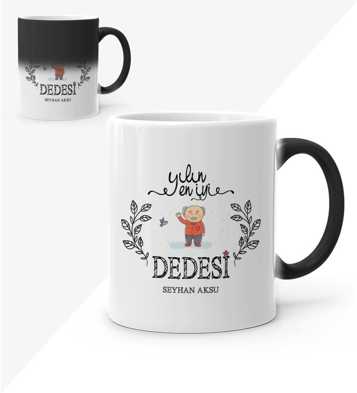 Kişiye Özel Yılın En İyi Dedesi Sihirli Kupa Bardak