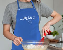 BK Gift Kişiye Özel İsimli Anneler Günü Tasarımlı Profesyonel Mavi Mutfak Önlüğü, Aşçı Önlüğü, Şef Önlüğü, Anneye Hediye-6