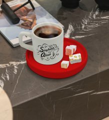 Kişiye Özel Kırmızı Sunum Tabaklı İsimli Türk Kahvesi Fincanı Model 6