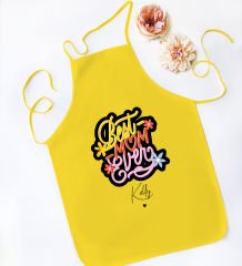 BK Gift Kişiye Özel İsimli Anneler Günü Tasarımlı Sarı Mutfak Önlüğü, Aşçı Önlüğü, Şef Önlüğü, Anneye Hediye-12