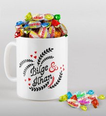 Kişiye Özel Sevgililer Günü Beyaz Kupa ve Haribo Şeker Hediye Seti-29