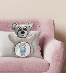 BK Gift Sevimli Ayıcık Tasarımlı Krem Ayıcık Yastık-5