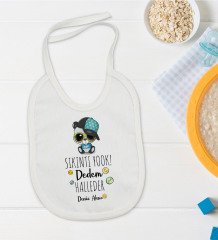 BK Kids Kişiye Özel Sıkıntı Yok Dedem Halleder Tasarımlı Bebek Mama Önlüğü - Model 1