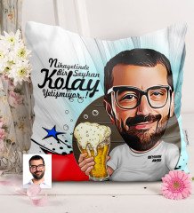 Kişiye Özel Şerefe Karikatürlü Saten Yastık - 1