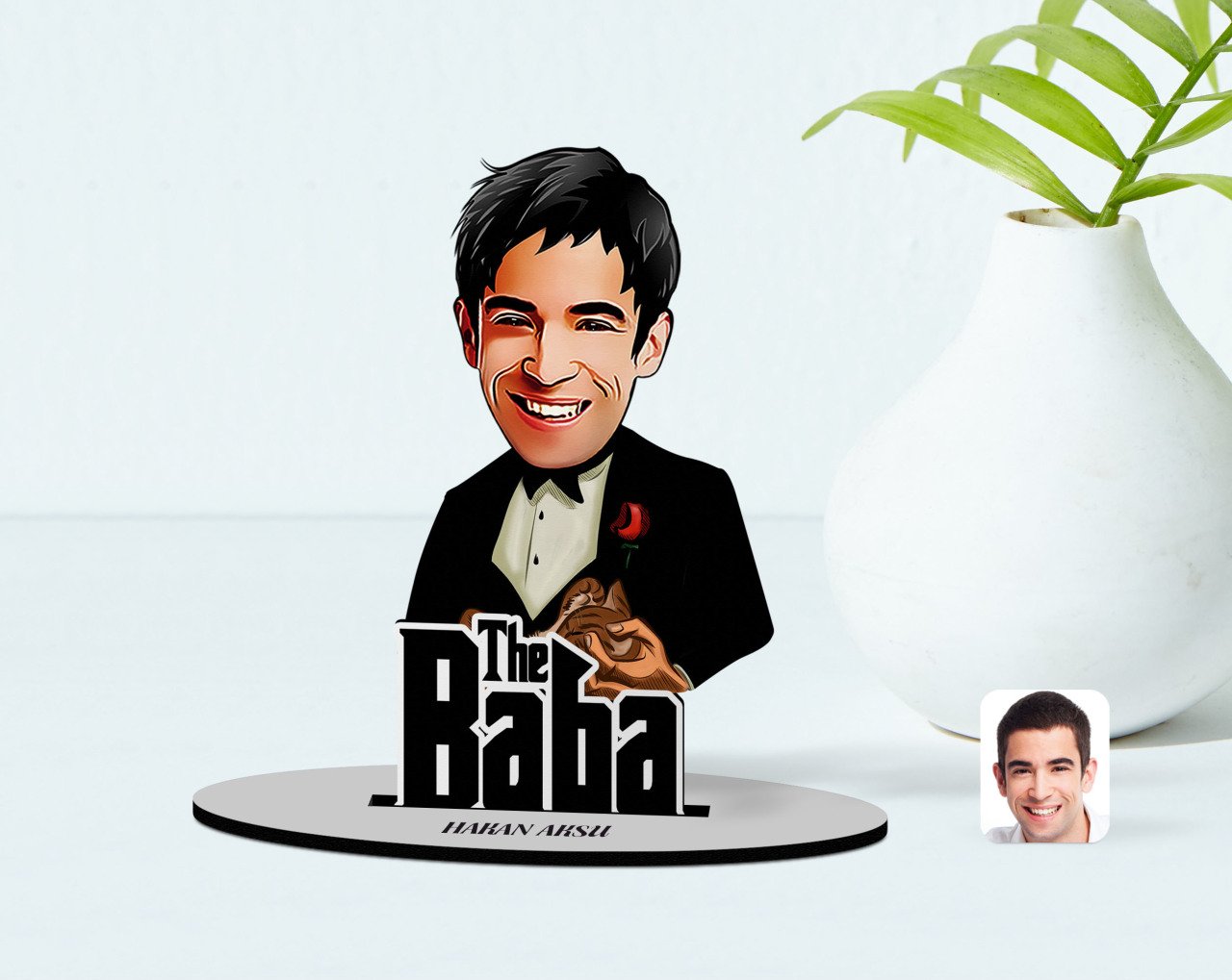 Kişiye Özel Godfather Baba Karikatürlü Ahşap Biblo Model-4