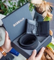 BK Gift Kişiye Özel Garbalia Altadena Hakiki Deri RFID Korumalı Saraç Dikişli Erkek Cüzdan ve Kemer Hediye Seti | Babalar Günü Hediyesi, Erkeklere Özel Hediye, Yeni İş Hediyesi