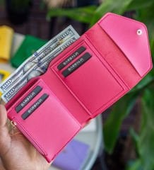 BK Gift Kişiye Özel İsimli Vegan Deri Mini Fuşya Kadın Cüzdanı, Sevgiliye Hediye, Anneye Hediye, Arkadaşa Hediye