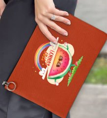 BK Gİft Yaz Temalı-7 Astarlı Kiremit Portföy Çanta 30x21cm, Baskılı El Çantası, Organizer Çanta