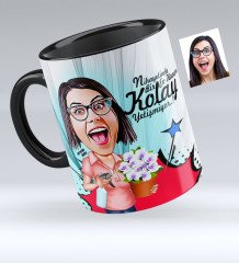 Kişiye Özel Ev Hanımı Karikatürlü Siyah Kupa Bardak - 2