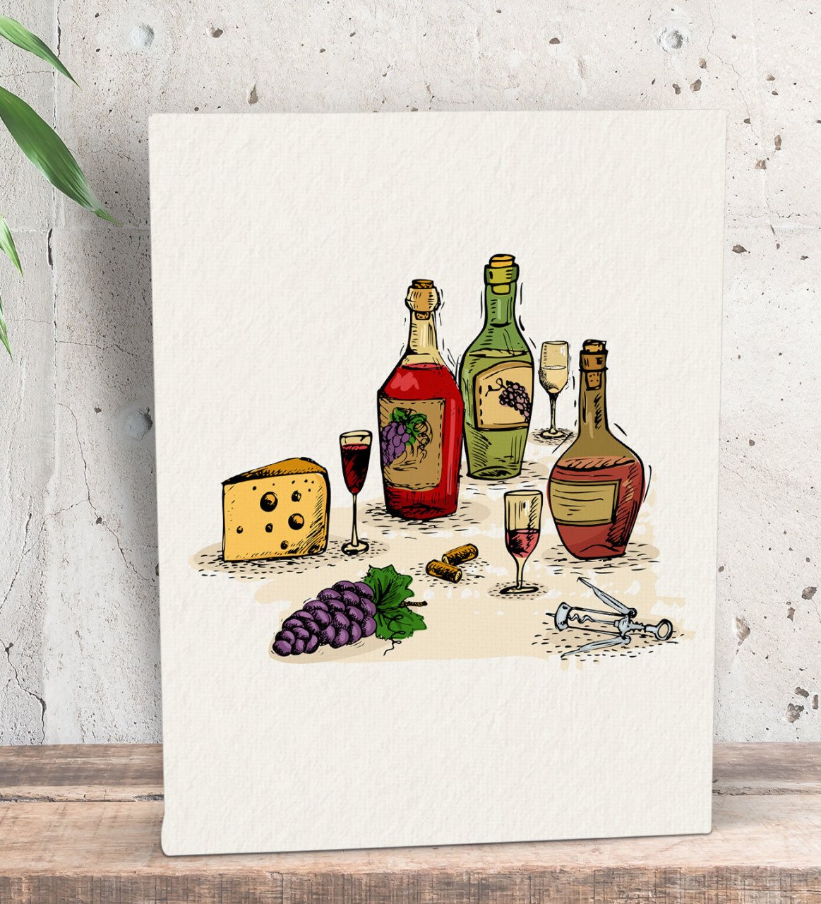 BK Gift Şarap Tasarımlı Dekoratif Mini Kanvas Tablo 15x20cm-8