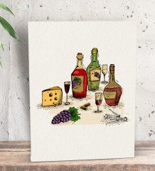 BK Gift Şarap Tasarımlı Dekoratif Mini Kanvas Tablo 15x20cm-8