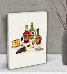 BK Gift Şarap Tasarımlı Dekoratif Mini Kanvas Tablo 15x20cm-8