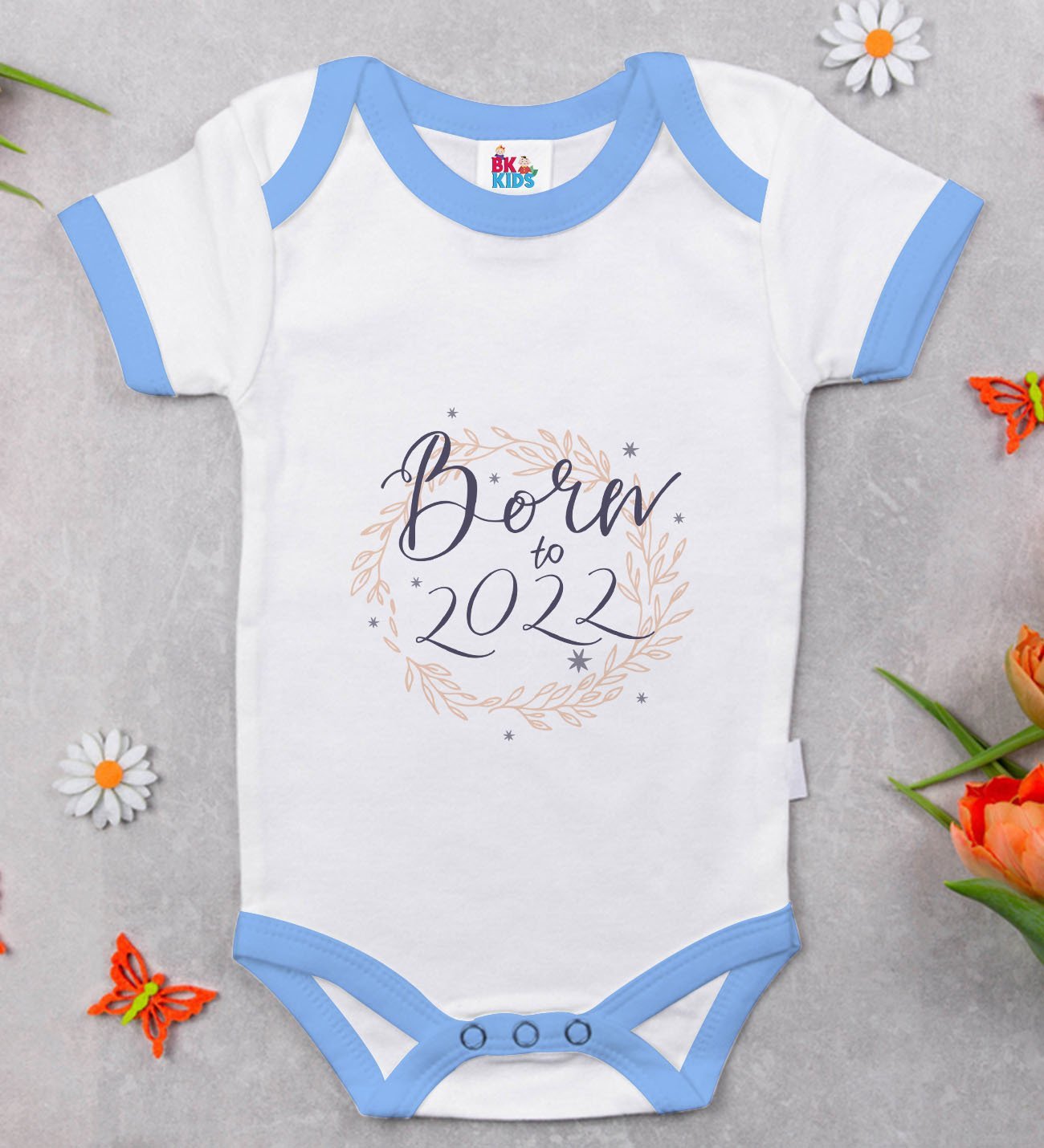 BK Kids Born To Tasarımlı Mavi Bebek Body Zıbın-1