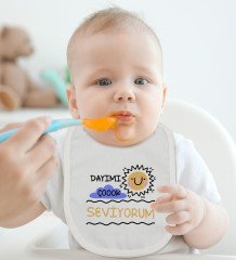 BK Kids Dayımı Çok Seviyorum Tasarımlı Bebek Body Zıbın ve Mama Önlüğü Hediye Seti - Model 1