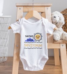 BK Kids Dayımı Çok Seviyorum Tasarımlı Bebek Body Zıbın ve Mama Önlüğü Hediye Seti - Model 1