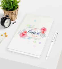 Kişiye Özel Bugün Günlerden Annem Beyaz Defter Kalem Seti - 1