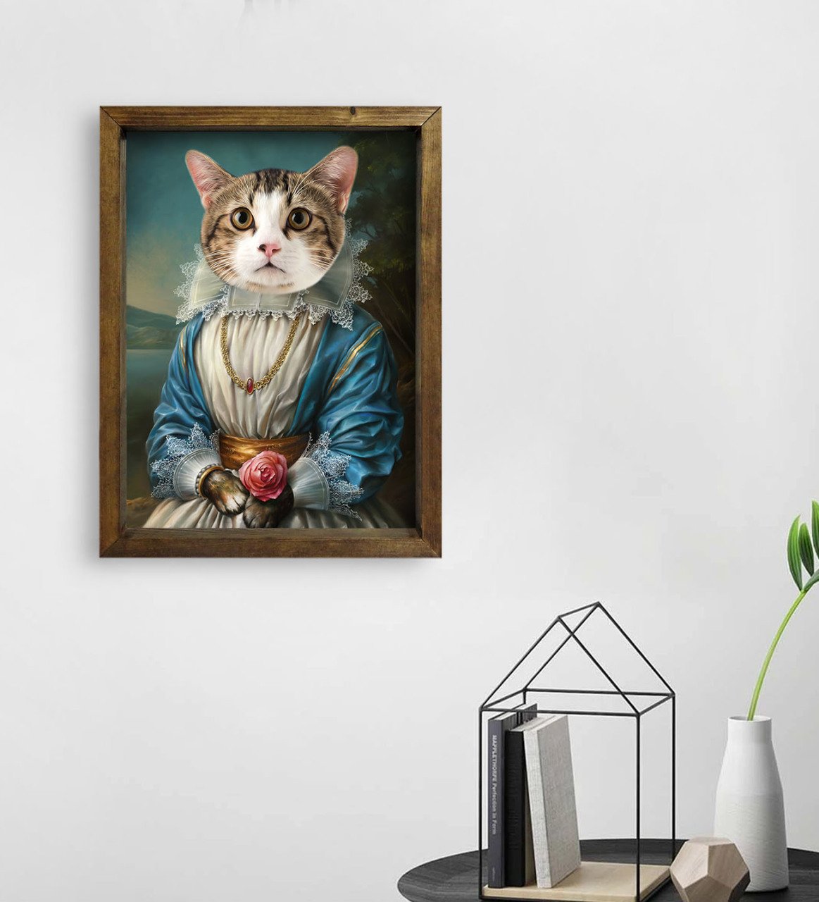 Evcil Dostlara Özel Portre Doğal Masif Ahşap Çerçeveli Tablo 45x65cm-11