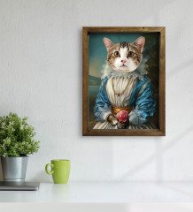 Evcil Dostlara Özel Portre Doğal Masif Ahşap Çerçeveli Tablo 45x65cm-11