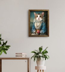 Evcil Dostlara Özel Portre Doğal Masif Ahşap Çerçeveli Tablo 45x65cm-11