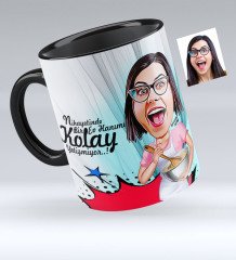 Kişiye Özel Ev Hanımı Karikatürlü Siyah Kupa Bardak - 3