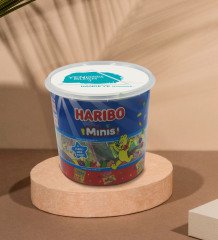 Kişiye Özel İsimli Yeni İşinde Başarılar Tasarımlı Dev Boy Haribo Minis Kovası (10gx100adet) Model 1