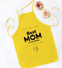 BK Gift Kişiye Özel İsimli Anneler Günü Tasarımlı Sarı Mutfak Önlüğü, Aşçı Önlüğü, Şef Önlüğü, Anneye Hediye-15
