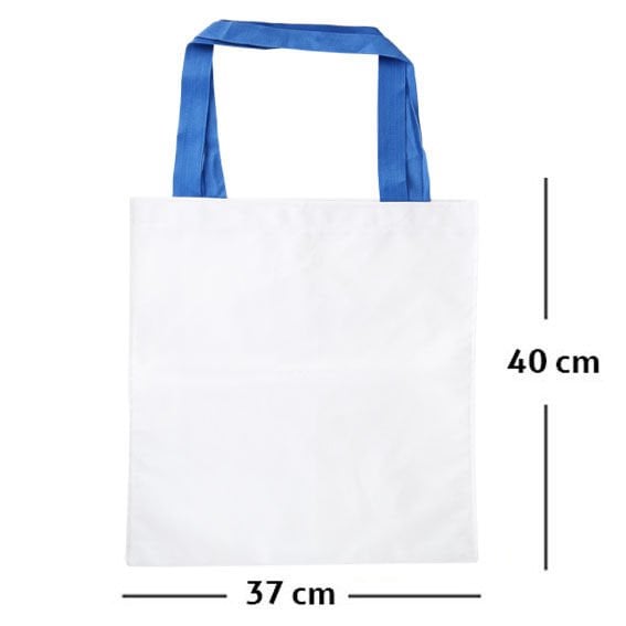 Sublimasyon Mavi Saplı Beyaz Bez Çanta