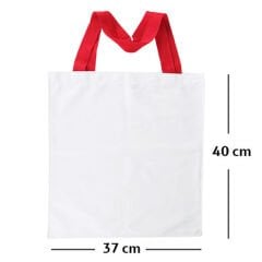 Sublimasyon Kırmızı Saplı Beyaz Bez Çanta