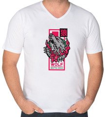 BK Gift Kurt Tasarımlı V Yaka Tişört-1
