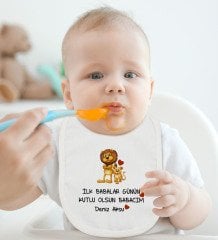 BK Kids Kişiye Özel Babalar Günü Tasarımlı Bebek Body Zıbın ve Mama Önlüğü Hediye Seti - Model 3