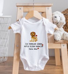 BK Kids Kişiye Özel Babalar Günü Tasarımlı Bebek Body Zıbın ve Mama Önlüğü Hediye Seti - Model 3