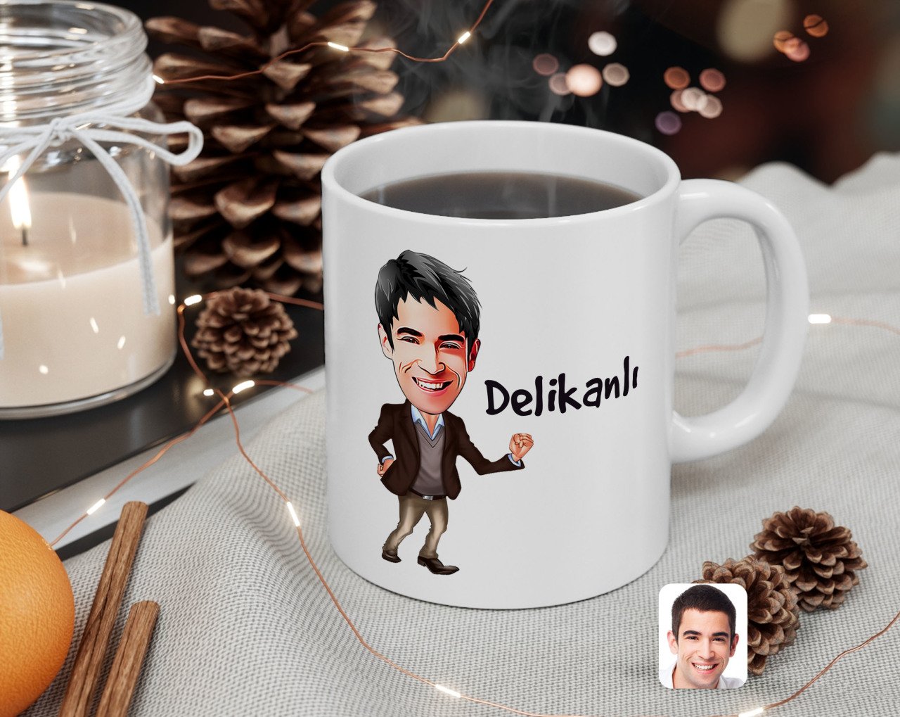 Kişiye Özel Erkek Delikanlı Karikatürlü Beyaz Kupa Bardak-2