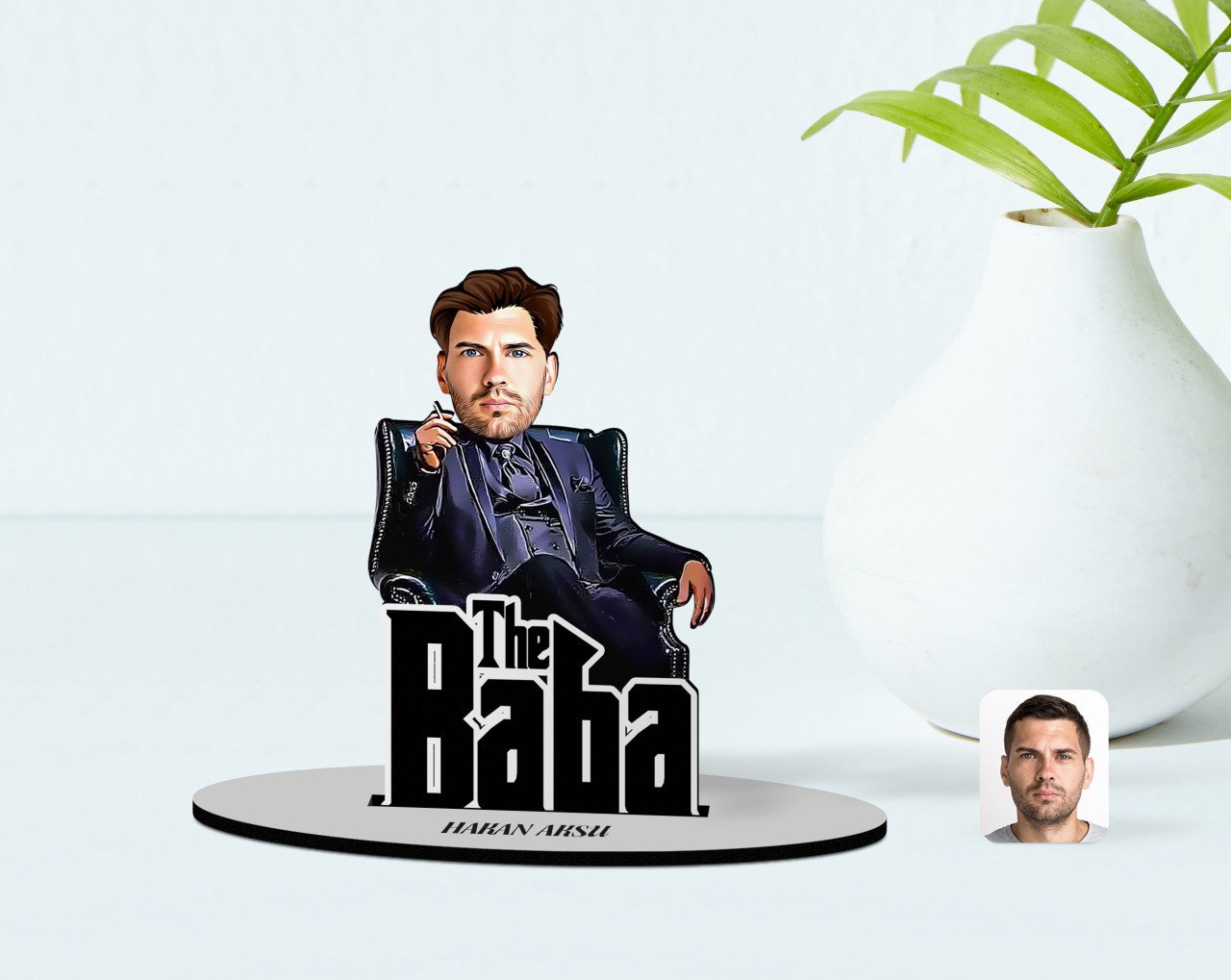 Kişiye Özel Godfather Baba Karikatürlü Ahşap Biblo Model-8