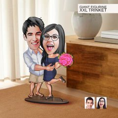 BK Gift Kişiye Özel Sevgililer Karikatürlü Büyük Boy Ahşap Biblo-108 Arkadaşa Hediye , Sevgiliye Hediye, Kişiye Özel Biblolar