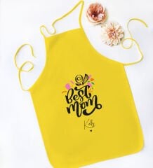 BK Gift Kişiye Özel İsimli Anneler Günü Tasarımlı Sarı Mutfak Önlüğü, Aşçı Önlüğü, Şef Önlüğü, Anneye Hediye-17