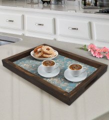 BK Gift Retro Motif Tasarımlı Doğal Ahşap Tepsi-5