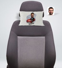 Kişiye Özel İsimli Erkek Patron Karikatürlü Dikdörtgen Araç Koltuk Yastığı-1
