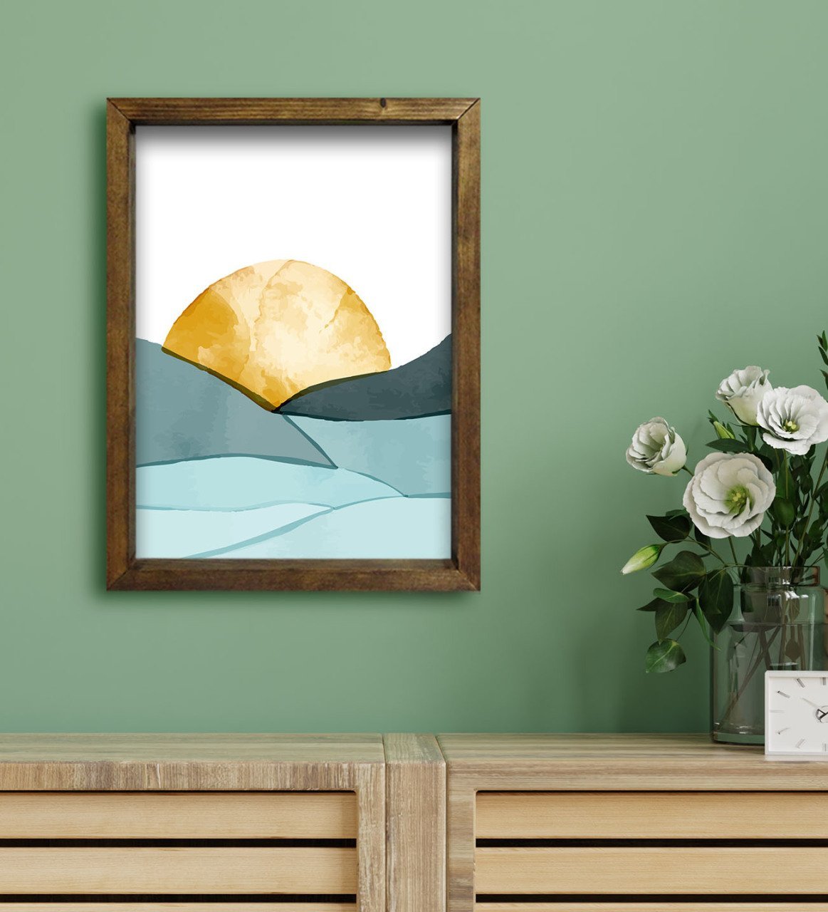 BK Gift Otel Odası Konseptli Doğal Masif Ahşap Çerçeveli Tablo 30x40cm-40