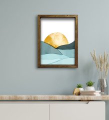 BK Gift Otel Odası Konseptli Doğal Masif Ahşap Çerçeveli Tablo 30x40cm-40