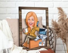 BK Gift Kişiye Özel Kadın Muhasebeci Karikatürlü 3D Ahşap Tablo, Sevgiliye Hediye, Arkadaşa Hediye, Yıl Dönümü Hediyesi, Doğum Günü Hediyesi-1