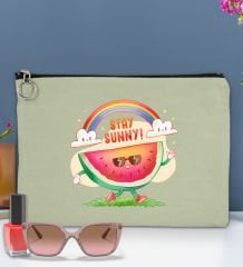 BK Gİft Yaz Temalı-7 Astarlı Mint Yeşili Portföy Çanta 30x21cm, Baskılı El Çantası, Organizer Çanta