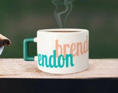 BK Gift Kişiye Özel İsimli Yeşil Kulplu Çay & Kahve Fincanı-21, Arkadaşa Hediye, Sevgiliye Hediye