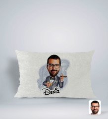 Kişiye Özel İsimli Erkek Patron Karikatürlü Dikdörtgen Araç Koltuk Yastığı-3
