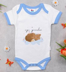 BK Kids İyi Geceler Tasarımlı Mavi Bebek Body Zıbın-1