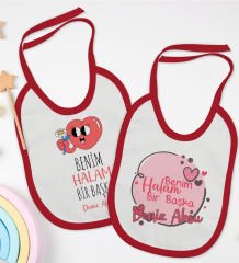 BK Kids Kişiye Özel Halam Bir Başka Tasarımlı 2’li Kırmızı Mama Önlüğü-1