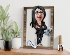 BK Gift Kişiye Özel Kadın Muhasebeci Karikatürlü 3D Ahşap Tablo, Sevgiliye Hediye, Arkadaşa Hediye, Yıl Dönümü Hediyesi, Doğum Günü Hediyesi-2