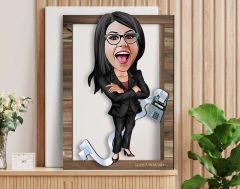 BK Gift Kişiye Özel Kadın Muhasebeci Karikatürlü 3D Ahşap Tablo, Sevgiliye Hediye, Arkadaşa Hediye, Yıl Dönümü Hediyesi, Doğum Günü Hediyesi-2