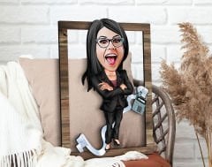 BK Gift Kişiye Özel Kadın Muhasebeci Karikatürlü 3D Ahşap Tablo, Sevgiliye Hediye, Arkadaşa Hediye, Yıl Dönümü Hediyesi, Doğum Günü Hediyesi-2